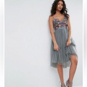 Needle & Thread Gray Embroidered Dress
